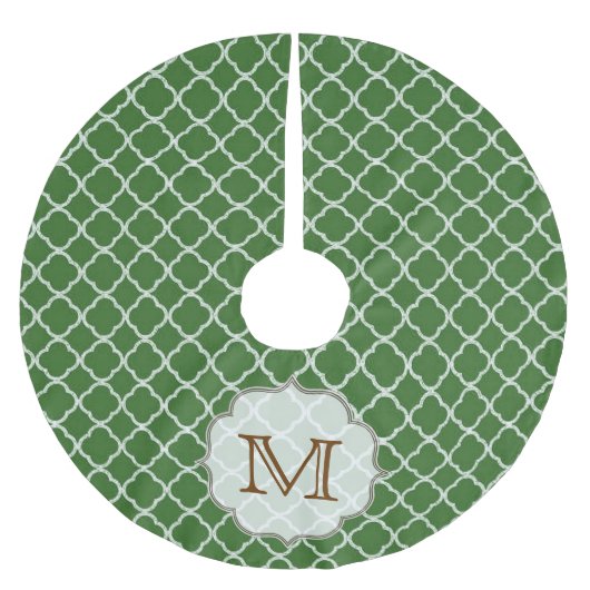 Green Quarterfolie Latti Monogram Tree Skirt Polyester Weihnachtsbaumdecke (Vorderseite)