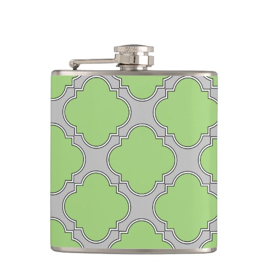 Green Quatrefoil Flachmann (Vorderseite)