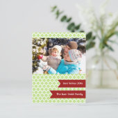 Green Quatrefoil Foto Holiday Postkarte (Stehend Vorderseite)