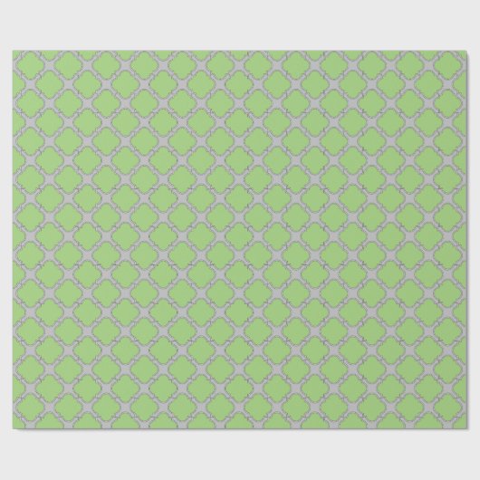 Green Quatrefoil Geschenkpapier (Flach)