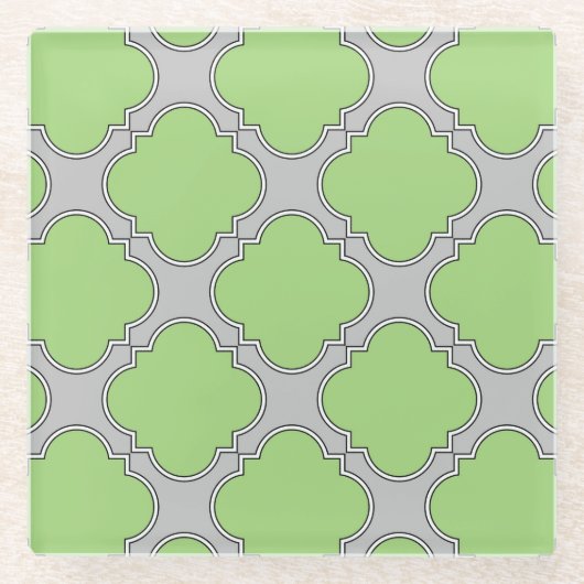 Green Quatrefoil Glasuntersetzer (Vorderseite)