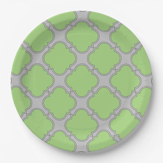 Green Quatrefoil Pappteller (Vorderseite)