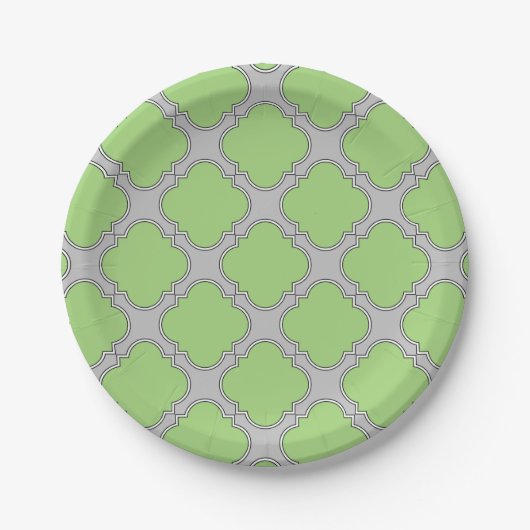 Green Quatrefoil Pappteller (Vorderseite)