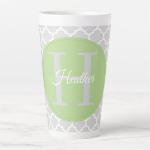 Green Quatrefoil Personalisierte Latte Tasse