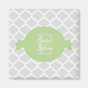 Green Quatrefoil Personalized Magnet