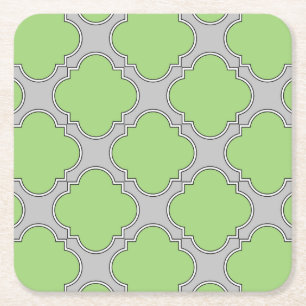 Green Quatrefoil Rechteckiger Pappuntersetzer