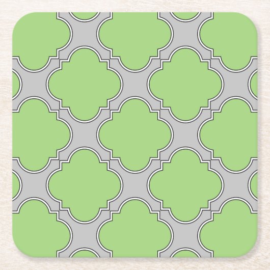 Green Quatrefoil Rechteckiger Pappuntersetzer (Vorderseite)