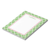 Green Quatrefoil | Rosa und grüne Preppy Notizblock (Rotiert)