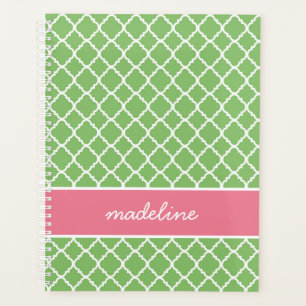 Green Quatrefoil Rosa und grüne Preppy Plane Planer
