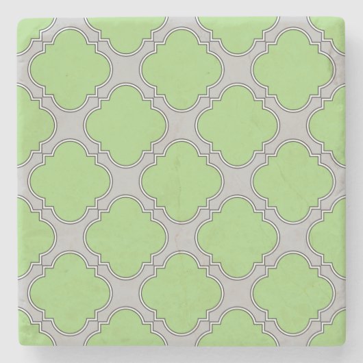 Green Quatrefoil Steinuntersetzer (Vorderseite)