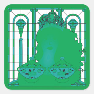 Green Queen Untersetzer Quadratischer Aufkleber