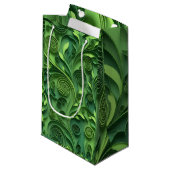 Green Quilling Digital Paper Pattern Kleine Geschenktüte (Vorderseite Schrägansicht)