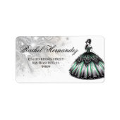 Green Quinceañera Girl Adressaufkleber (Vorne)