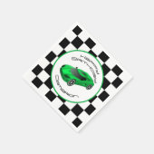 Green Race Car | Benutzerdefinierte Geburtstagspar Serviette (Ecke)
