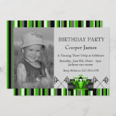 Green Race Car Birthday Einladung (Vorne/Hinten)