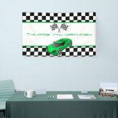Green Race Car Geburtstagsparty Banner (Messeveranstaltung)