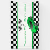 Green Race Car Geburtstagsparty Banner (Vertikal)