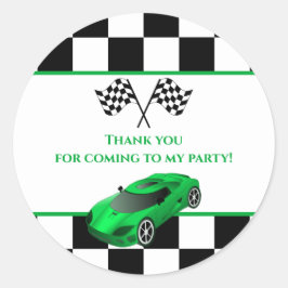 Green Race Car | KINDERGEBURTSTAG GASTGESCHENK Runder Aufkleber