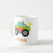 Green Race Monster Truck Boys Personalisiert Kaffeetasse (Vorderseite Links)