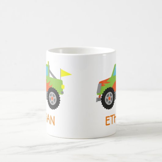 Green Race Monster Truck Boys Personalisiert Kaffeetasse (Mittel)