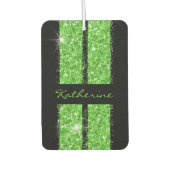 Green Race Stripe Sparkle Glitzer Personalisiertes Autolufterfrischer (Vorderseite)