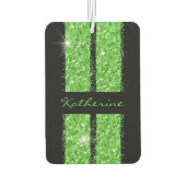 Green Race Stripe Sparkle Glitzer Personalisiertes Autolufterfrischer (Rückseite)
