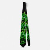 Green Racing Flames Rockabilly Krawatte (Vorderseite)