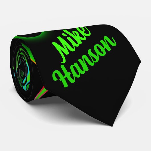 Green Racing Flames Rockabilly Krawatte (Gerollt)