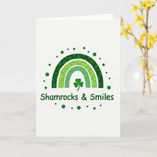 Green Rainbow Dots Pattern Card Karte (Gelbe Blume)