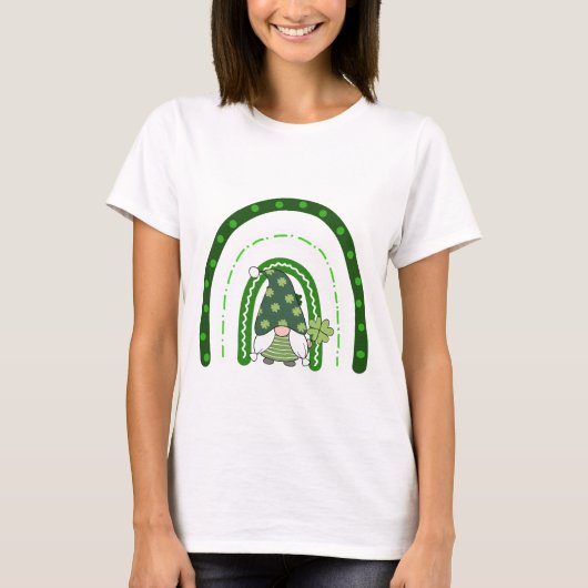 Green Rainbow Gnome St Patrick's Day T - Shirt (Vorderseite)
