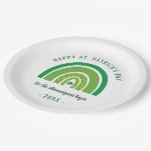 Green Rainbow Irish Kleeblatt Happy St Patricks Da Pappteller (Schrägansicht)