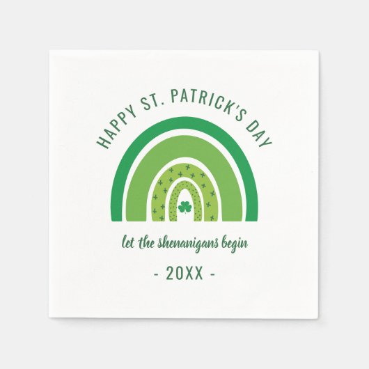 Green Rainbow Irish Kleeblatt Happy St Patricks Da Serviette (Vorderseite)