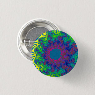 Green Rainbow Sunburst Button