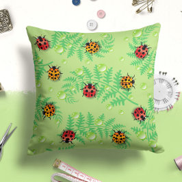 Green Raindrop Ladybug Insect | Bug Throw Pillow Kissen