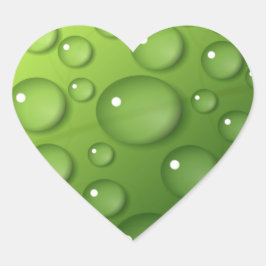 Green Raindrop Muster Herz-Aufkleber