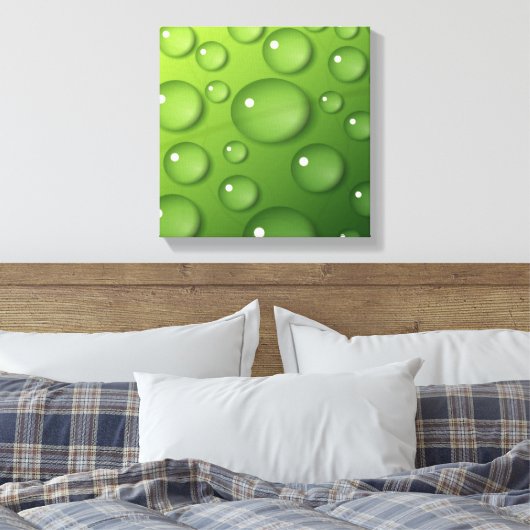 Green Raindrop Muster Leinwanddruck (Insitu (Schlafzimmer))
