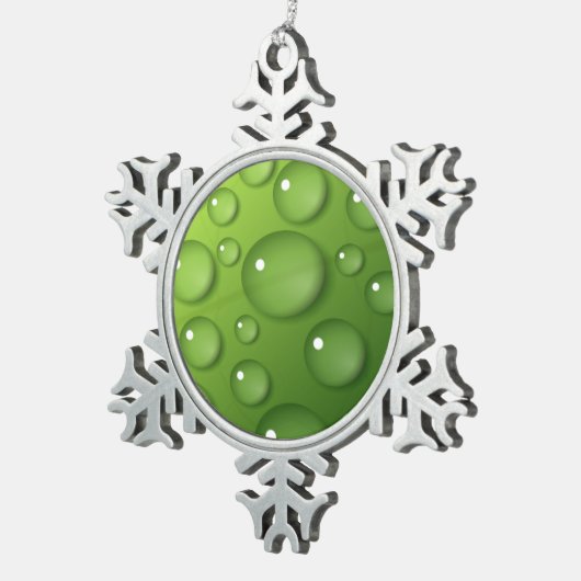Green Raindrop Muster Schneeflocken Zinn-Ornament (Rechts)