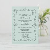 Green Ramadan Bow doodle ramadan iftar invitation Einladung (Stehend Vorderseite)