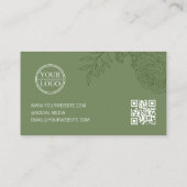 Green Ranunculus Danke Business Card Visitenkarte (Rückseite)