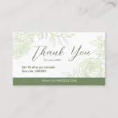 Green Ranunculus Danke Business Card Visitenkarte (Vorderseite)