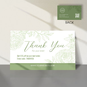 Green Ranunculus Danke Business Card Visitenkarte