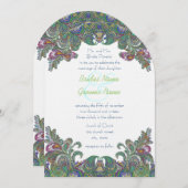 Green Raspberry Blue Damask Einladung (Vorne/Hinten)