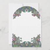 Green Raspberry Blue Damask Einladung (Rückseite)