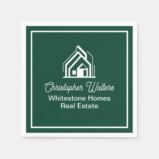 Green Real Estate Company Custom Realtor Party Serviette (Vorderseite)