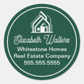 Green Real Estate Company Customized Realtor Runder Aufkleber (Vorderseite)