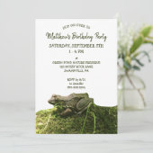 Green Realistic Frosch Foto Custom Party Einladung (Stehend Vorderseite)