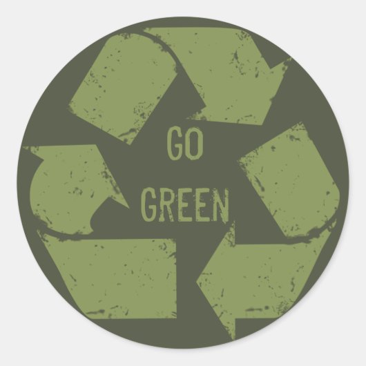 Green Recycle Logo Runder Aufkleber (Vorderseite)