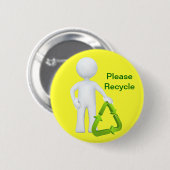 Green Recycle Symbol & Man Button (Vorne & Hinten)