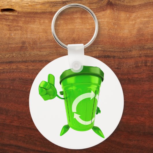 Green Recycling Bin Keychain Schlüsselanhänger (Vorderseite)