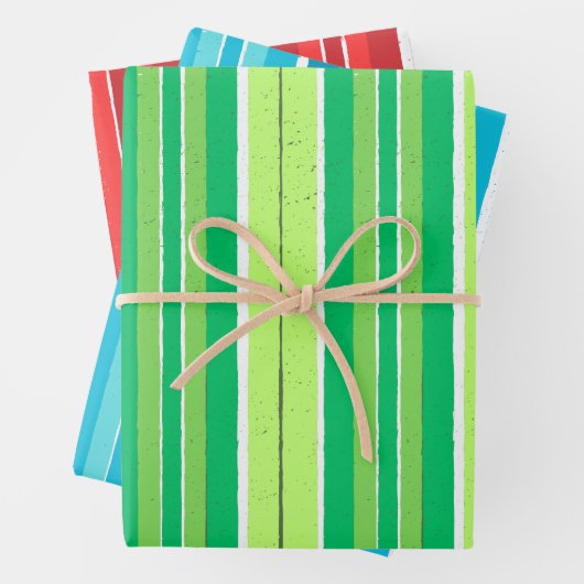 Green Red And Blue Geometrical Stripes Geschenkpapier Set (Beispiel)